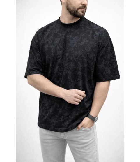 Erkek Premium Tişört OSY Yumuşak Dokulu Yıkamalı Oversize T-Shirt - Siyah