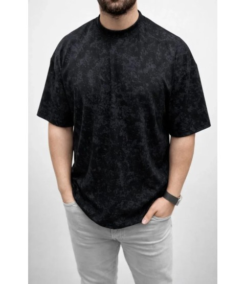 Erkek Premium Tişört OSY Yumuşak Dokulu Yıkamalı Oversize T-Shirt - Siyah