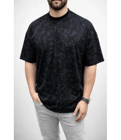Erkek Premium Tişört OSY Yumuşak Dokulu Yıkamalı Oversize T-Shirt - Siyah