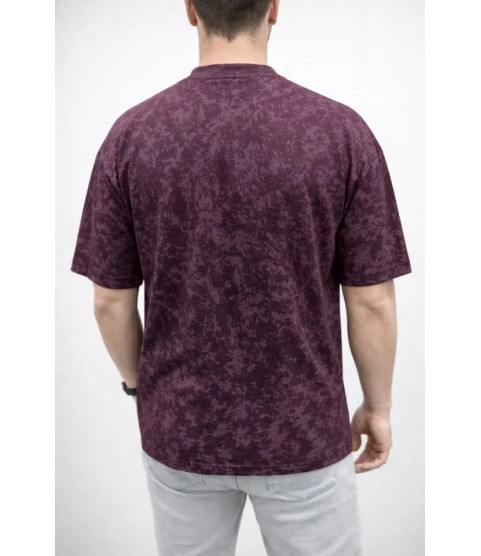Erkek Premium Tişört OSY Yumuşak Dokulu Yıkamalı Oversize T-Shirt - Bordo