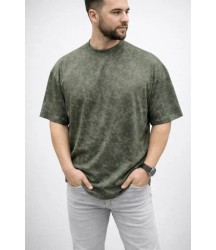 Erkek Premium Tişört OSY Yumuşak Dokulu Yıkamalı Oversize T-Shirt - Haki