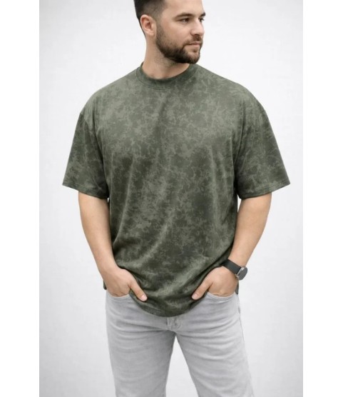 Erkek Premium Tişört OSY Yumuşak Dokulu Yıkamalı Oversize T-Shirt - Haki