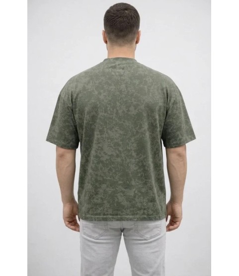 Erkek Premium Tişört OSY Yumuşak Dokulu Yıkamalı Oversize T-Shirt - Haki