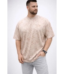 Erkek Premium Tişört OSY Yumuşak Dokulu Yıkamalı Oversize T-Shirt - Bej