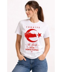 TÜRKİYE Ay Yıldız 2026 Dünya Kupasi Taraftar Forma T-Shirt - Beyaz