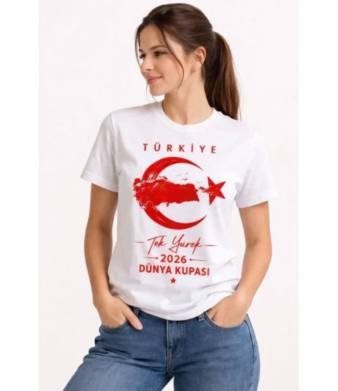 TÜRKİYE Ay Yıldız 2026 Dünya Kupasi Taraftar Forma T-Shirt - Beyaz