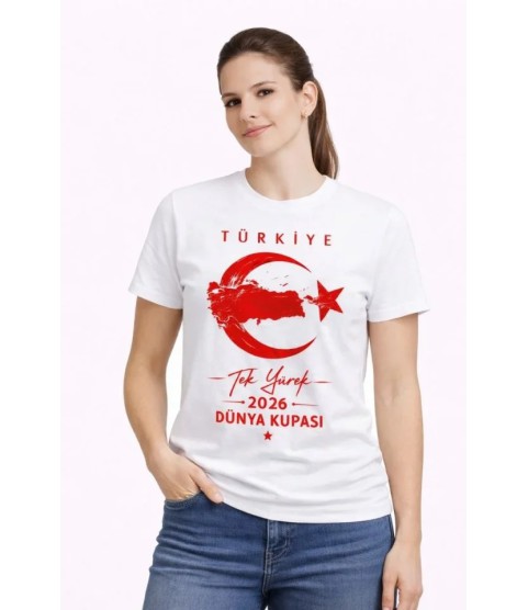 TÜRKİYE Ay Yıldız 2026 Dünya Kupasi Taraftar Forma T-Shirt - Beyaz