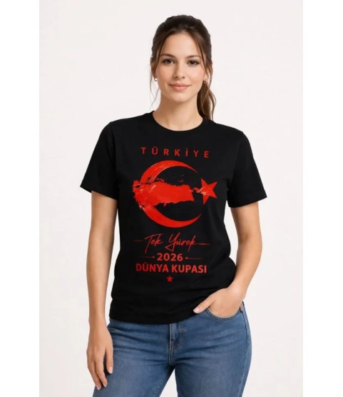 TÜRKİYE Ay Yıldız 2026 Dünya Kupasi Taraftar Forma T-Shirt - Siyah