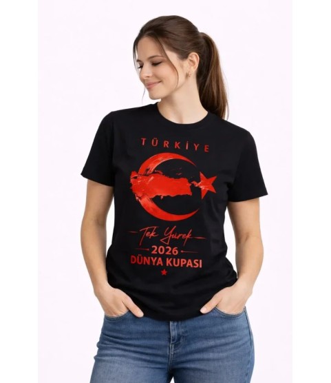 TÜRKİYE Ay Yıldız 2026 Dünya Kupasi Taraftar Forma T-Shirt - Siyah