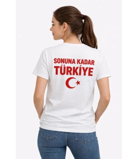 TÜRKİYE Ay Yıldız Baskılı Taraftar Forma T-Shirt - Beyaz