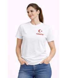 TÜRKİYE Ay Yıldız Baskılı Taraftar Forma T-Shirt - Beyaz