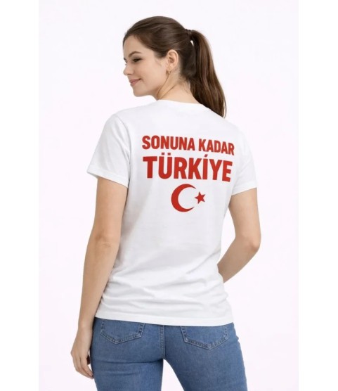 TÜRKİYE Ay Yıldız Baskılı Taraftar Forma T-Shirt - Beyaz