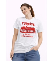 TÜRKİYE Baskılı Tişört Ay Yıldız 2026 Dünya Kupası Taraftar Forma T-Shirt - Beyaz