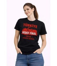TÜRKİYE Baskılı Tişört Ay Yıldız 2026 Dünya Kupası Taraftar Forma T-Shirt - Siyah