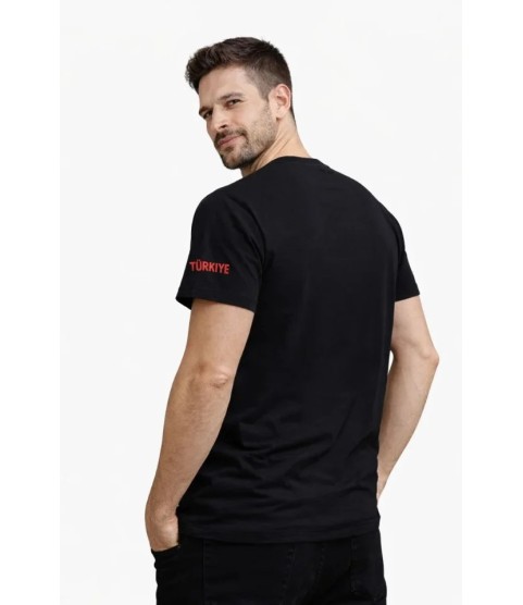Erkek TÜRKİYE Baskılı Tişört 2026 Dünya Kupası Taraftar Forma T-Shirt - Siyah