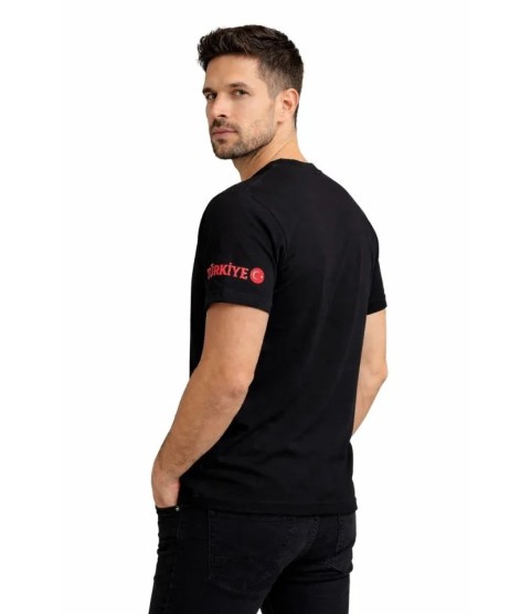 Erkek TÜRKİYE Ay Yıldız Baskılı 10 Numara Forma Tişört Taraftar T-Shirt - Siyah