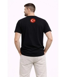 Erkek TÜRKİYE Baskılı Tişört Ay Yıldız 2026 Dünya Kupası Taraftar Forma T-Shirt - Siyah