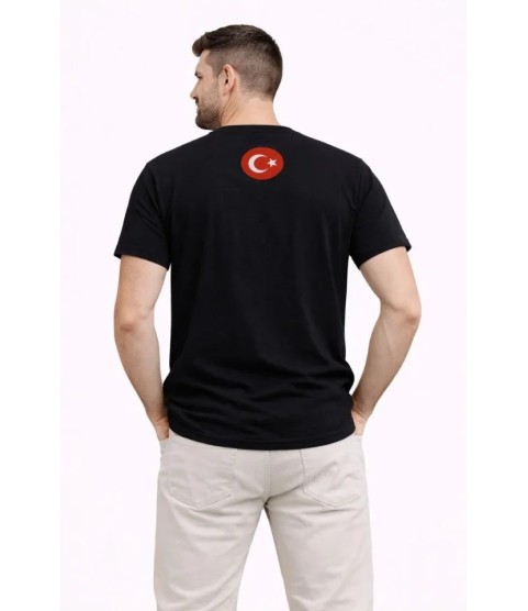 Erkek TÜRKİYE Baskılı Tişört Ay Yıldız 2026 Dünya Kupası Taraftar Forma T-Shirt - Siyah