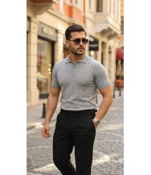 Erkek Düğme Yakalı Kısa Kollu Pamuk Triko Tişört
