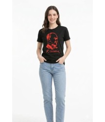 Atatürk Baskılı Tişört Kısa Kollu Bisiklet Yaka  T-Shirt - Siyah