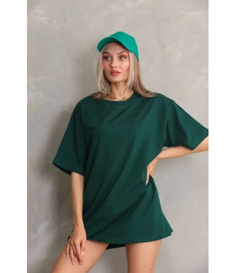 Regular Fit Tişört Bisiklet Yaka Yazlık Kısa Kol Basıc T-Shirt - Yeşil