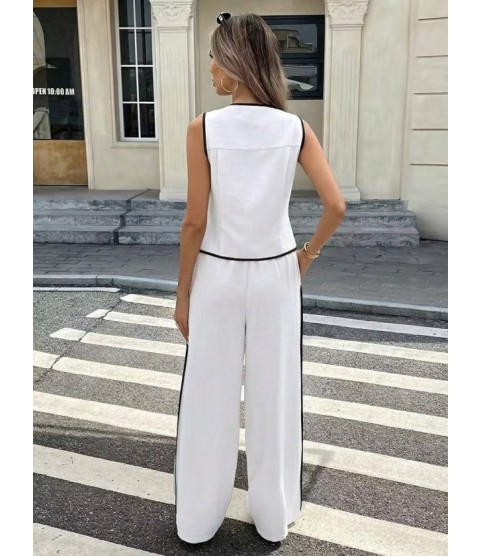 Kadın Kolsuz önü Düğmeli Yelek Ve Pantolon Ikili Takım Kadın Kolsuz önü Düğmeli Yelek Ve Pantolon Ikili Takım