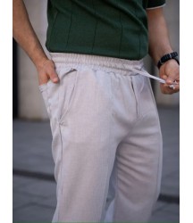 Erkek Keten Cepli Çıma Dikişli Jogger Buggy Pantalon Rahat Kalıp - Gri
