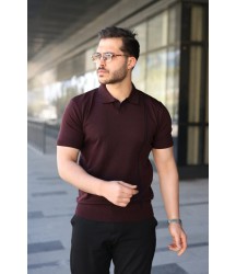Erkek Çizgi Detaylı Yakalı Triko Tişört