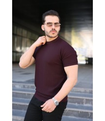 Erkek Bisiklet Yaka Petek Dokulu Kısa Kollu Triko Tişört