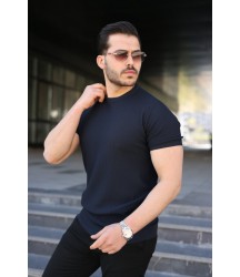 Erkek Bisiklet Yaka Petek Dokulu Kısa Kollu Triko Tişört