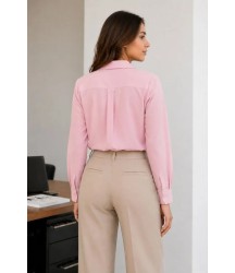 Uzun Kol Gömlek Düğmeli Klasik Yaka Günlük Ve Ofis Şıklığına Uygun - Toz Pembe