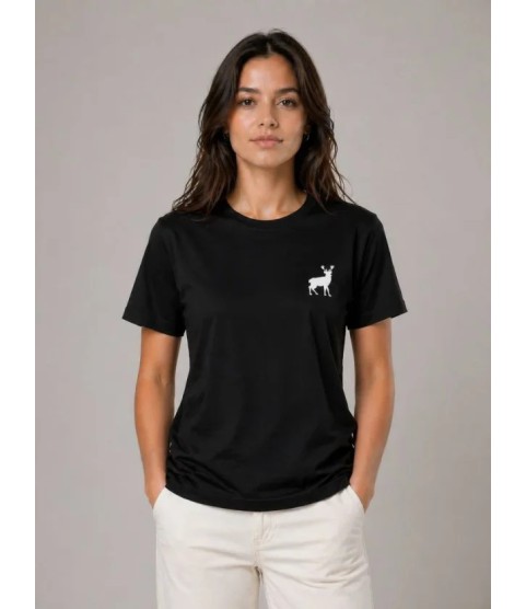 Minimal Geyik Logolu Tişört Bisiklet Yaka Kısa Kol Yazlık T-Shirt - Siyah Minimal Geyik Logolu Tişört Bisiklet Yaka Kısa Kol Yazlık T-Shirt - Siyah