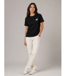 Minimal Geyik Logolu Tişört Bisiklet Yaka Kısa Kol Yazlık T-Shirt - Siyah