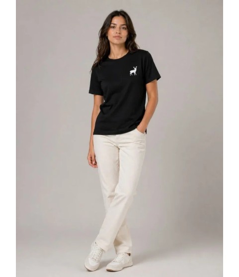 Minimal Geyik Logolu Tişört Bisiklet Yaka Kısa Kol Yazlık T-Shirt - Siyah Minimal Geyik Logolu Tişört Bisiklet Yaka Kısa Kol Yazlık T-Shirt - Siyah
