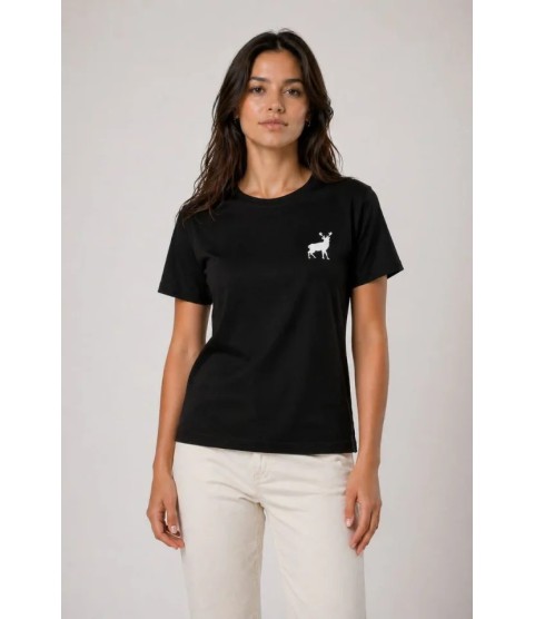 Minimal Geyik Logolu Tişört Bisiklet Yaka Kısa Kol Yazlık T-Shirt - Siyah Minimal Geyik Logolu Tişört Bisiklet Yaka Kısa Kol Yazlık T-Shirt - Siyah