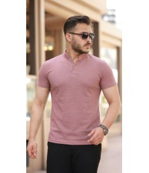 Erkek Hakim Yaka Dokuma Pamuklu Kumaş Kısa Kollu Tişört