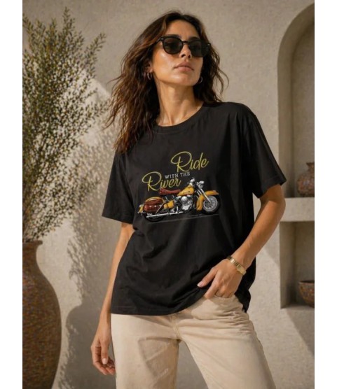 Motosiklet Baskılı Tişört Bisiklet Yaka Kısa Kol Yazlık T-Shirt - Siyah Motosiklet Baskılı Tişört Bisiklet Yaka Kısa Kol Yazlık T-Shirt - Siyah