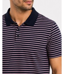 Erkek Pike Kumaş Gül Kurusu Çizgili Polo Yaka Tişört Kısa Kol T-Shirt - Siyah