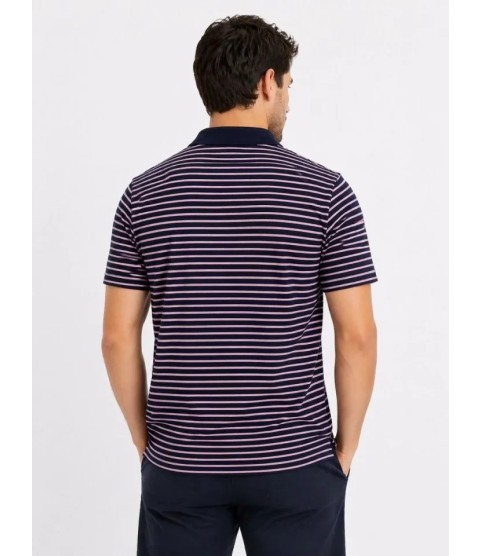 Erkek Pike Kumaş Gül Kurusu Çizgili Polo Yaka Tişört Kısa Kol T-Shirt - Siyah