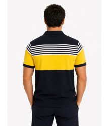 Erkek Pike Kumaş Çizgili Polo Yaka Tişört Kısa Kol Yazlık T-Shirt - Lacivert