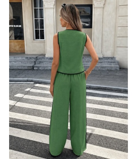 Kadın Kolsuz önü Düğmeli Yelek Ve Pantolon Ikili Takım Kadın Kolsuz önü Düğmeli Yelek Ve Pantolon Ikili Takım