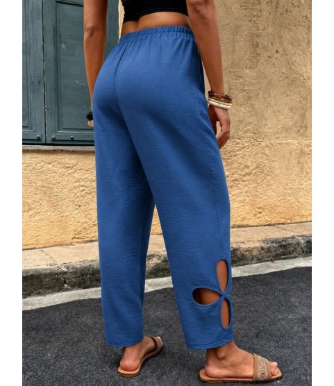 Kadın Yüksel Beli Lastikli Yan Detayı çiçek Desenli Pantolon Kadın Yüksel Beli Lastikli Yan Detayı çiçek Desenli Pantolon