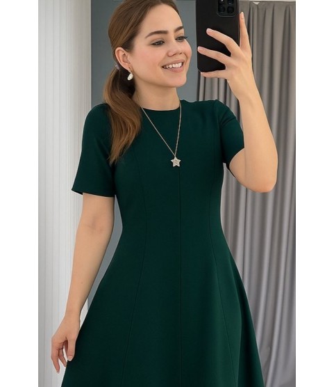 Kadın Kısa Kollu Bisiklet Yaka Maksi Boy Ithal Krep Elbise Kadın Kısa Kollu Bisiklet Yaka Maksi Boy Ithal Krep Elbise