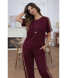 Kısa Kollu Bısıklet Yakalı Viskon Iki Iplik Bluz Ve Pantolon Ikili Takım