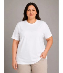 Battal Big Size Basic Tişört Bisiklet Yaka Rahat Kalıp T-Shirt - Beyaz