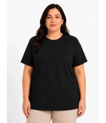 Battal Big Size Basic Tişört Bisiklet Yaka Rahat Kalıp T-Shirt - Siyah
