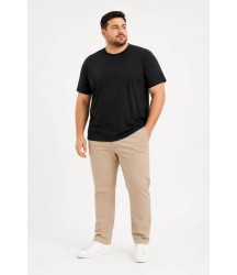 Erkek Battal Big Size Basic Tişört Bisiklet Yaka Rahat Kalıp T-Shirt - Siyah