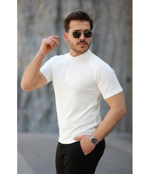 Erkek Kısa Kollu Hakim Yaka önü Düğmeli Viskon Bluz