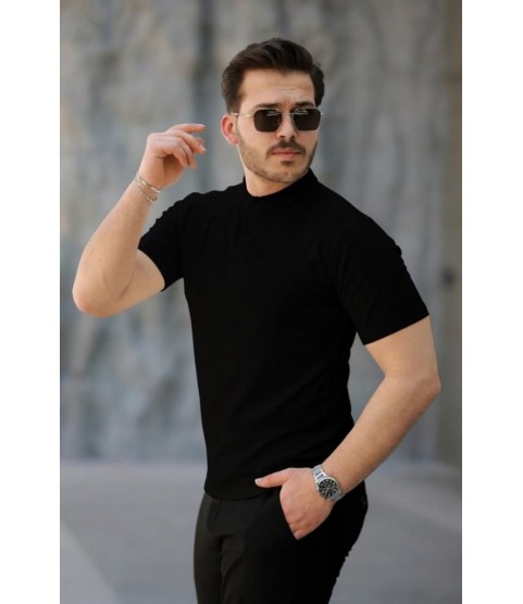 Erkek Kısa Kollu Hakim Yaka önü Düğmeli Viskon Bluz