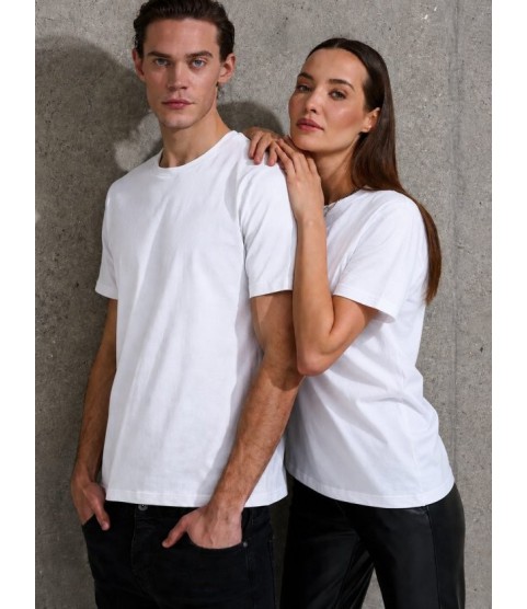 Unisex Kısa Kollu Bisiklet Yaka Basic Viskon Bluz
